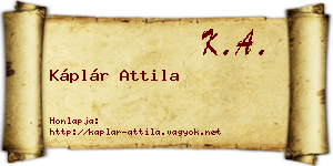 Káplár Attila névjegykártya